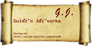 Gulás Jávorka névjegykártya